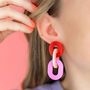 Red Pink Chain Link Earrings, thumbnail 3 of 5
