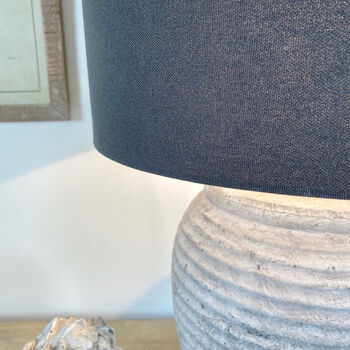 Large Ribbed Pale Grey Distressed Table Lamp Base, 7 of 12