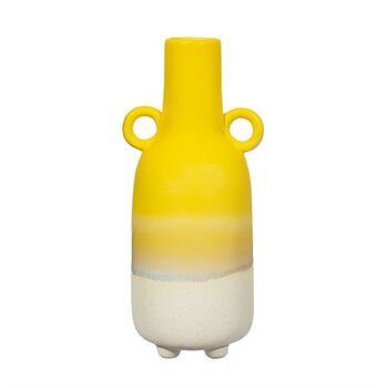 Ombre Glaze Yellow Stoneware Vase With Handles, 3 of 4
