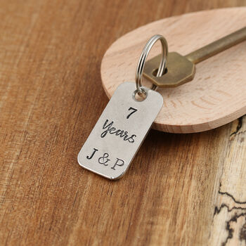 7th Anniversary Couples Gift Milestone Year Keyring, 5 of 8