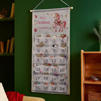 Personalised Hanging Advent Calendar Unicorn Design, 4 of 6