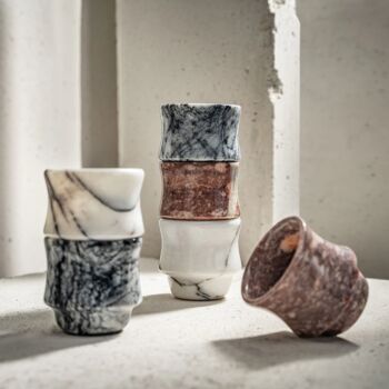 Handcrafted Afyon Lilac White Marble Tumbler – 200ml, 4 of 5
