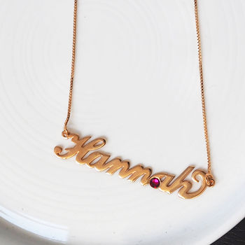 Personalised Name Necklace With Birthstone, 6 of 12