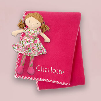 Fran Rag Doll With Personalised Fleece Blanket, 3 of 8