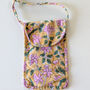 Block Print Mobile Phone Purse Fair Trade Crossbody Bag, thumbnail 1 of 11