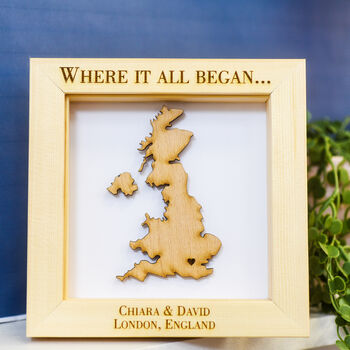 Personalised Anniversary Couple Location Wooden Frame, 3 of 6