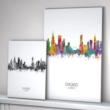 Chicago Skyline Portrait Print And Box Canvas, 2 of 5