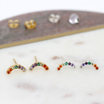 18ct Gold Or Silver Rainbow Stud Earrings, 2 of 6