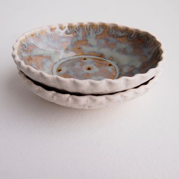 Handmade Blue Brown Oval Ceramic Soap Dish, 7 of 8