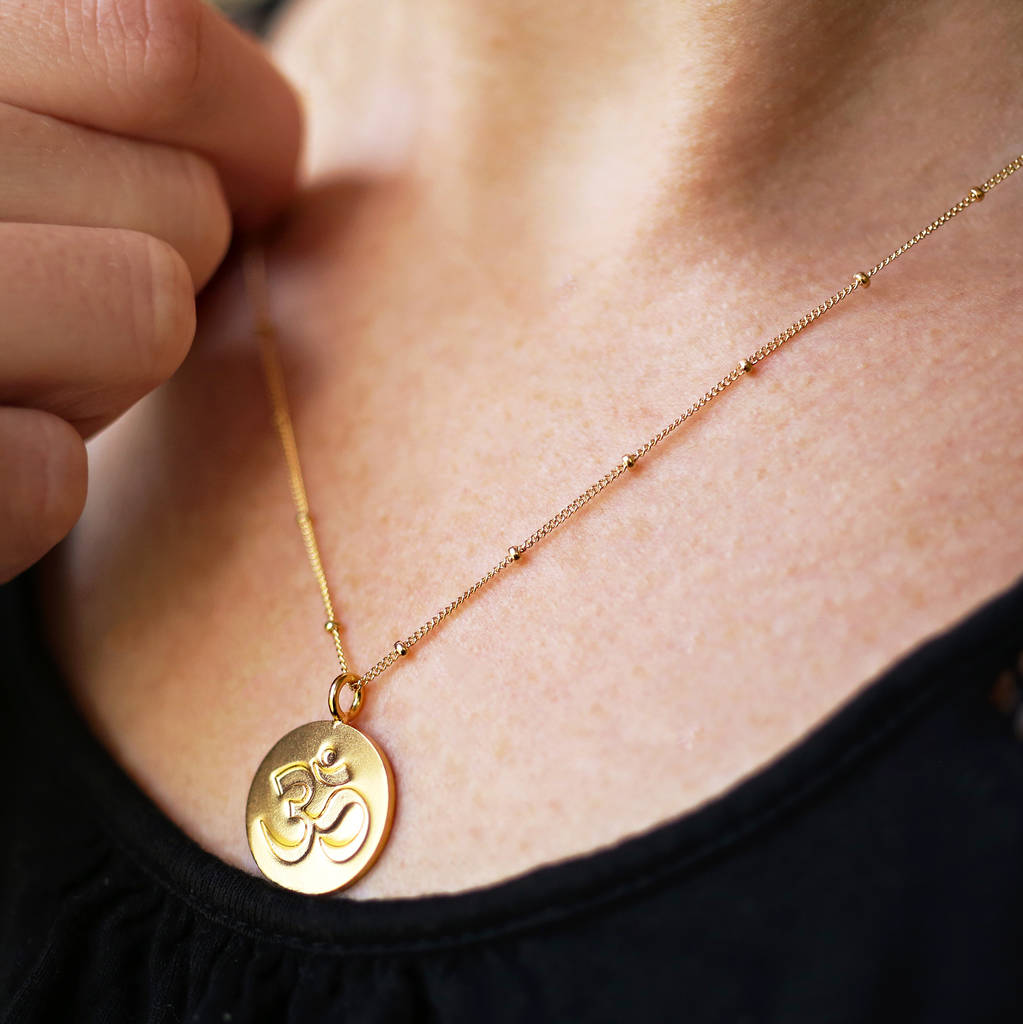 24 K Plated Gold Om Necklace, 1 of 4