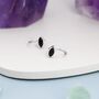 Marquise Black Cz Huggie Hoops In Sterling Silver, thumbnail 1 of 12