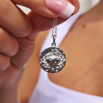 Cancer Zodiac Necklace, Sterling Silver Or Gold Plated, 3 of 10