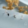 Black Cz Rhombus Flat Back Earrings In Sterling Silver, thumbnail 6 of 10