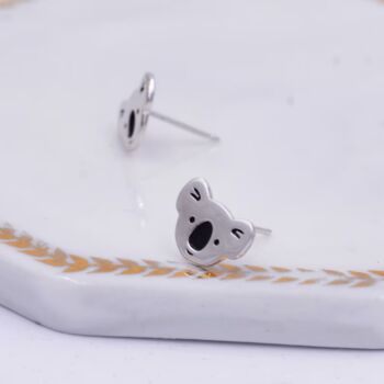 Koala Bear Stud Earrings In Sterling Silver, 4 of 7