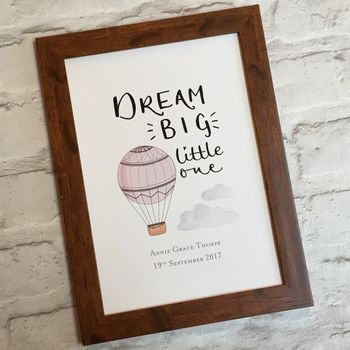 Dream Big Hot Air Balloon Personalised Print, 3 of 4