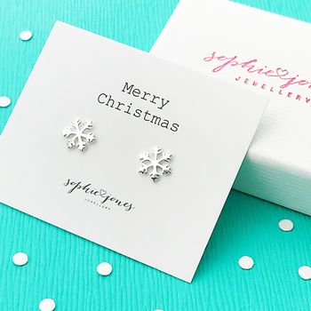 Sterling Silver Snowflake Earrings, 2 of 7