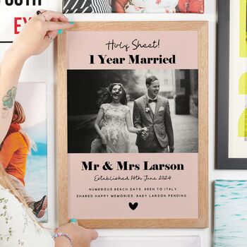 Personalised Married One Year Paper Anniversary Photo Print, 2 of 7