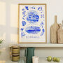 Cornwall Art Print Inspired By Blue Portuguese Tiles, thumbnail 1 of 2