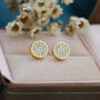 Sterling Silver Cz Crystal Encrusted Disk Stud Earrings, thumbnail 5 of 12