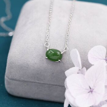 Sterling Silver White Opal Oval Necklace, 7 of 12