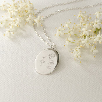 Wildflowers Engraved Personalised Silver Necklace, 4 of 12