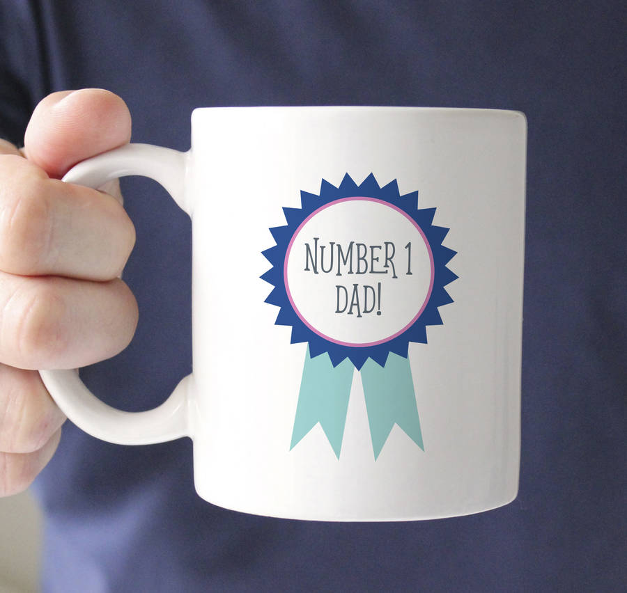 personalised number one dad rosette mug by chips sprinkles