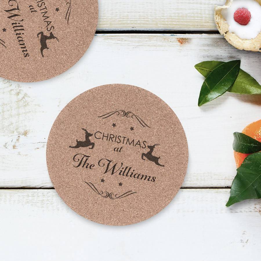Personalised 'Christmas At…' Cork Coasters By Oli & Zo