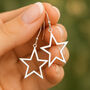 Large Sterling Silver Open Star Drop Earrings, thumbnail 1 of 5