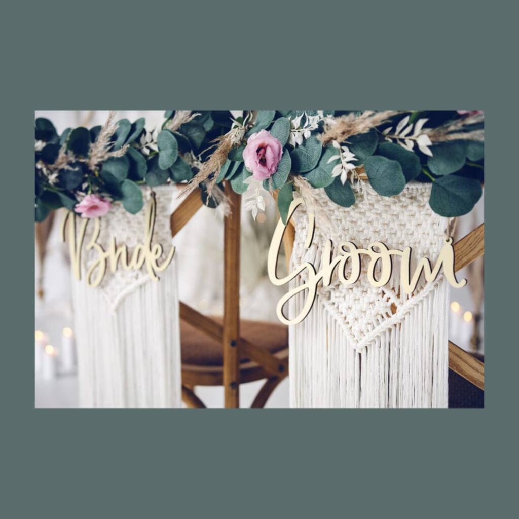Wooden Bride And Groom Chair Signs, 1 of 3