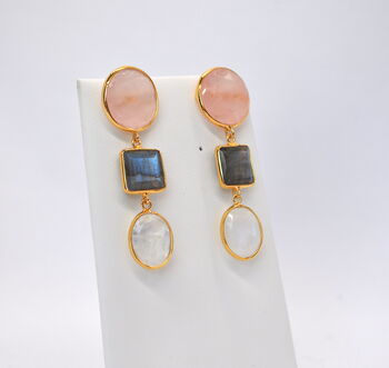 Labradorite Earrings Gold Plated, 2 of 5