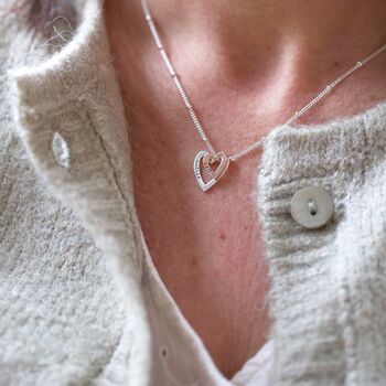 Personalised Double Heart Outline Pendant Necklace, 4 of 9