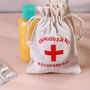 G Decor Set Of Two Hangover Kit Bags Linen Party Recovery Pouches With Red Cross Design, thumbnail 3 of 7