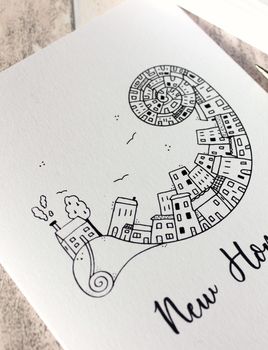 New Home Card, Illustrated Cityscape Design, 2 of 2