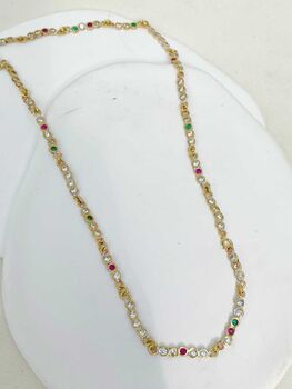 Disco Dots Diamond Emerald And Sapphire Tennis Necklace, 7 of 11