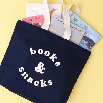 ‘Books And Snacks’ Canvas Tote Bag, 6 of 10
