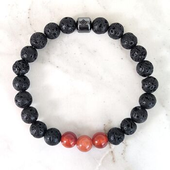 Men's Sardonyx And Lava Bead August Birthstone Bracelet, 6 of 10