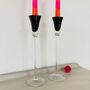 Pair Of Vintage Tall Glass Candlesticks ~ 25, thumbnail 6 of 6