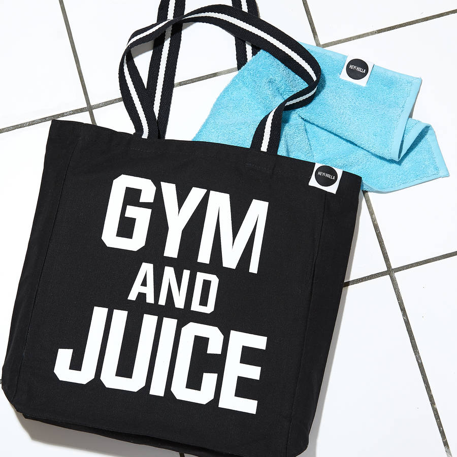 'Gym And Juice' Bag, Black And White By Hey Holla | notonthehighstreet.com