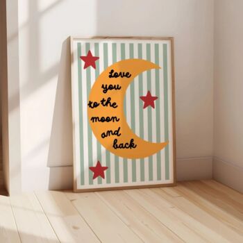 Personalised Childrens Wall Print Set 'love you to the moon and back', 4 of 4