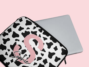Cow Print Name Laptop Sleeve, 2 of 3
