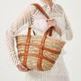 Saint Tropez Cream Brown Strapped Beach Bag, thumbnail 1 of 5