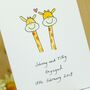 Personalised Giraffes In Love Handmade Card, thumbnail 1 of 4