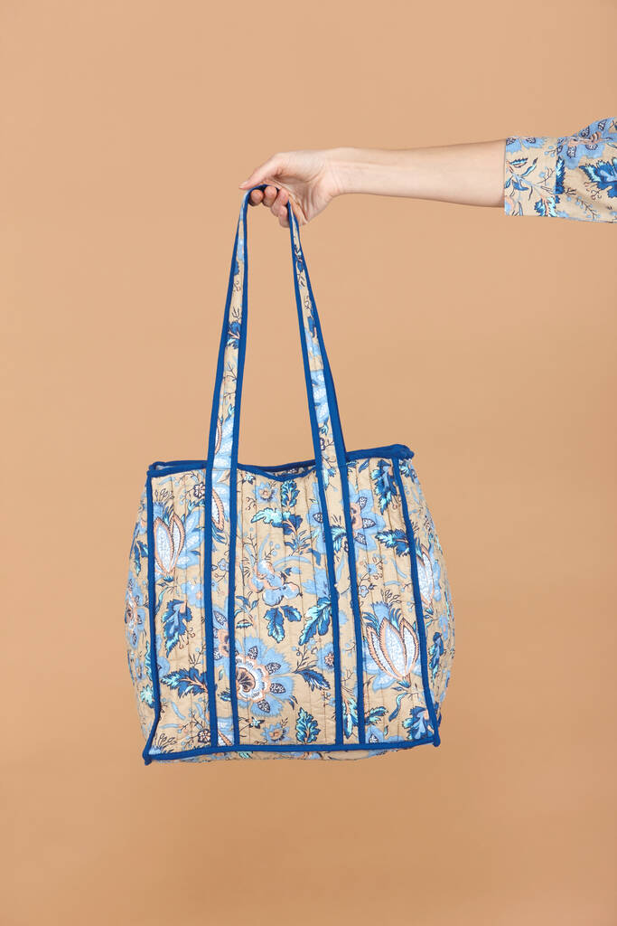 Indigo Lotus Tote Bag, 1 of 2