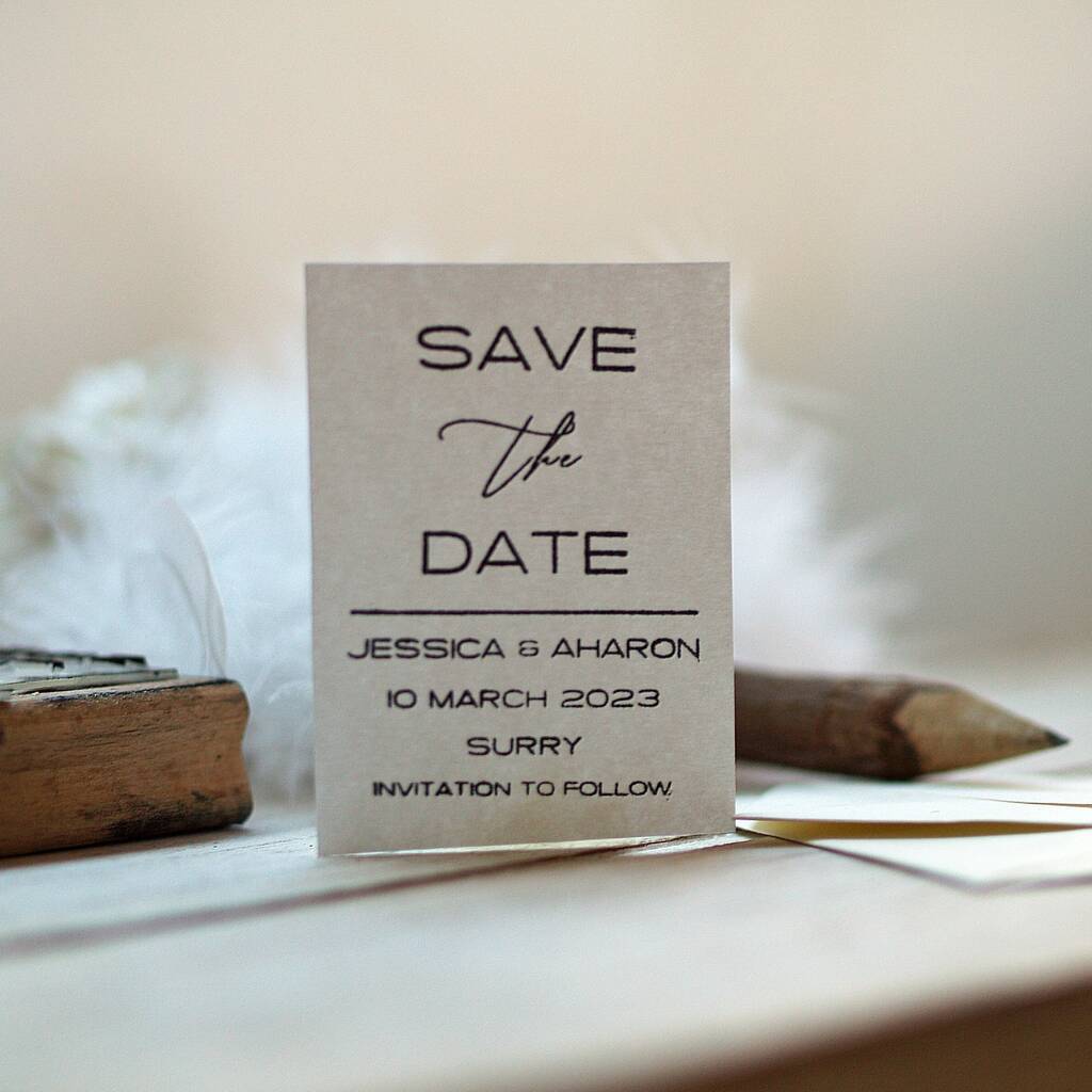 Elegant Save The Date Bespoke Rubber Stamp By Pretty Rubber Stamps