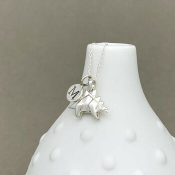Personalised Solid Silver Origami Stegosaurus Necklace, 2 of 5