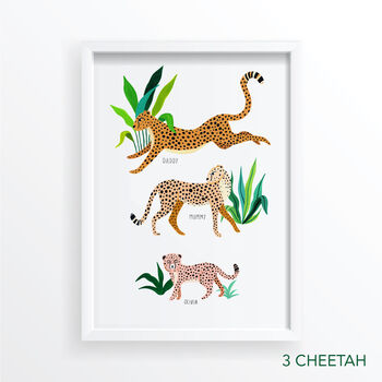 Personalised Cheetah Family Unframed Print, 4 of 9