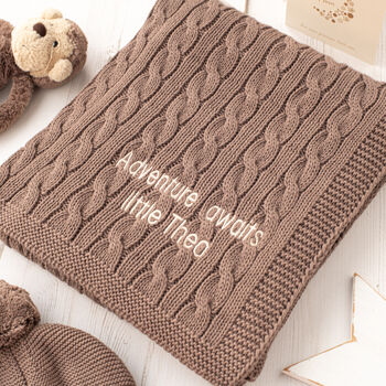 Unisex Luxury Cable Knitted Baby Blanket, 12 of 12