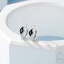 Tiny Rhombus Onyx Black Cz Huggie Hoop In Sterling Silver, thumbnail 1 of 12