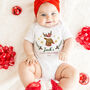 Personalised Baby’s First Christmas Gift Reindeer Bodysuit, thumbnail 4 of 6