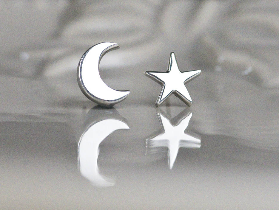 Silver Star And Moon Stud Earrings By Tales From The Earth Silver Star And Moon Stud Earrings